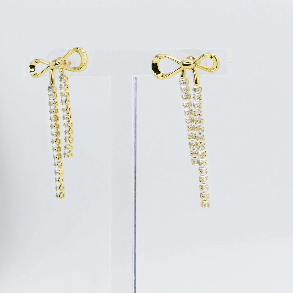 Rhinestone Drop Bow Earrings