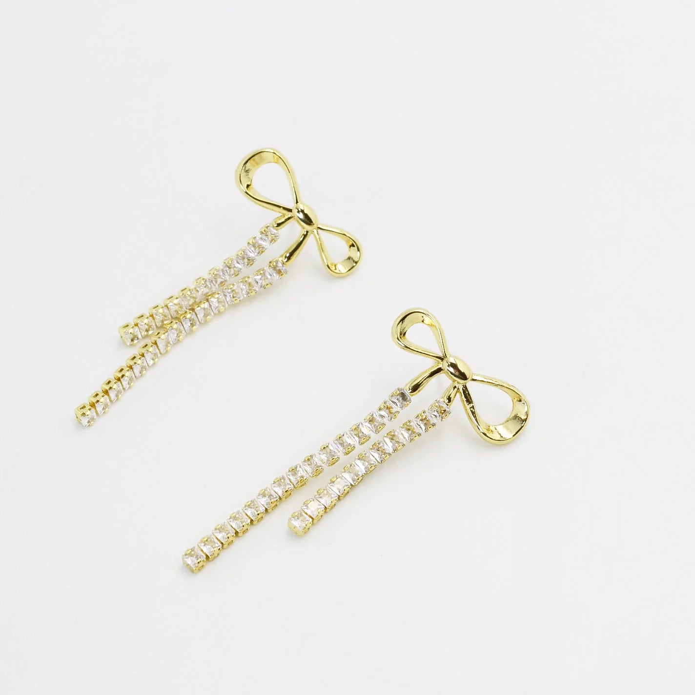 Rhinestone Drop Bow Earrings