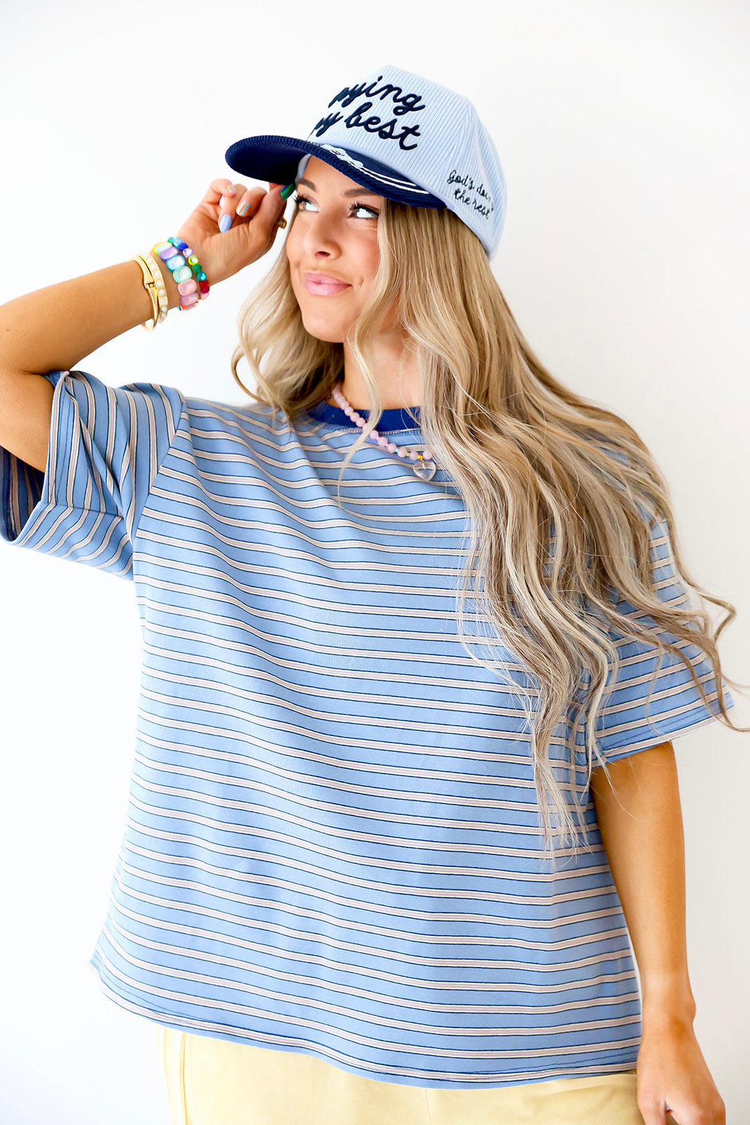 Everyday Ease Striped Tee – Blue