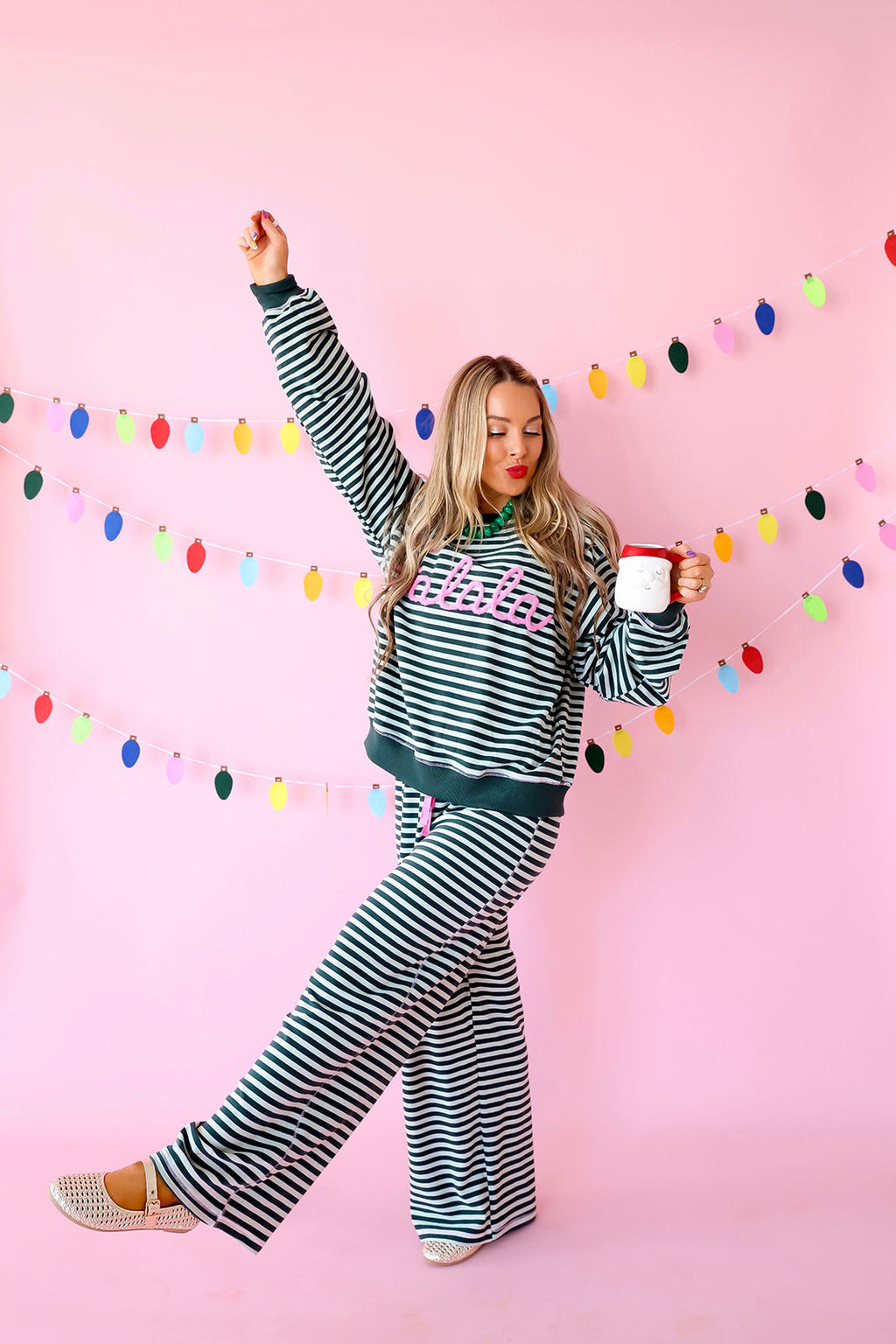 Fa La La Lounge Set – Green/Pink