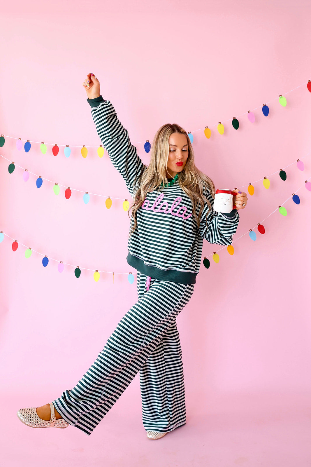 Fa La La Lounge Set – Green/Pink