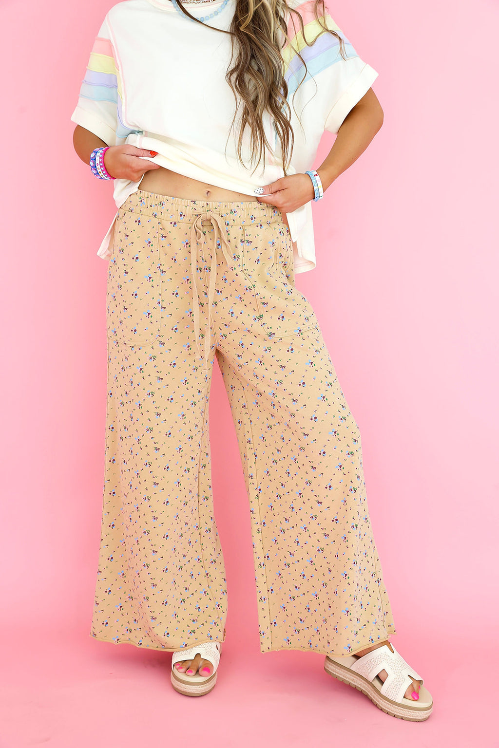 Faculty Favorite Floral Pants- Latte