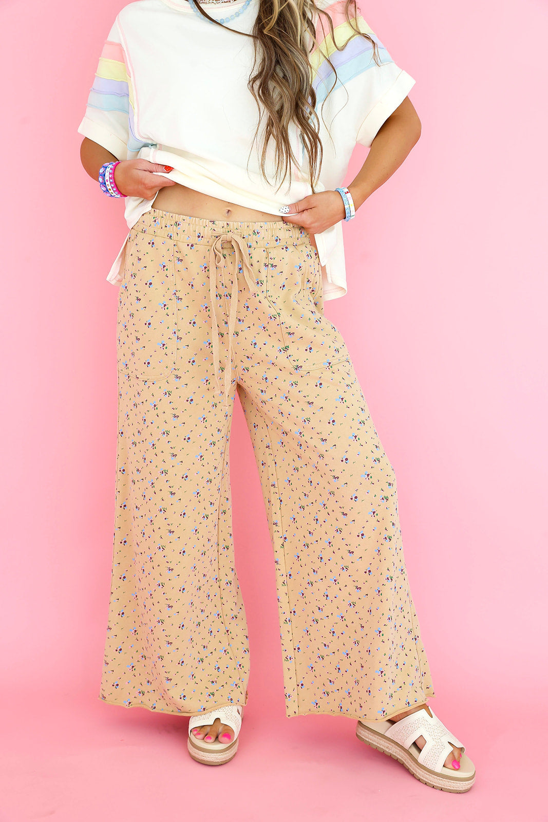 Faculty Favorite Floral Pants- Latte