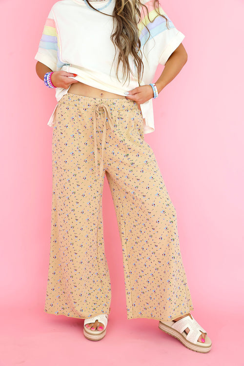 Faculty Favorite Floral Pants- Latte