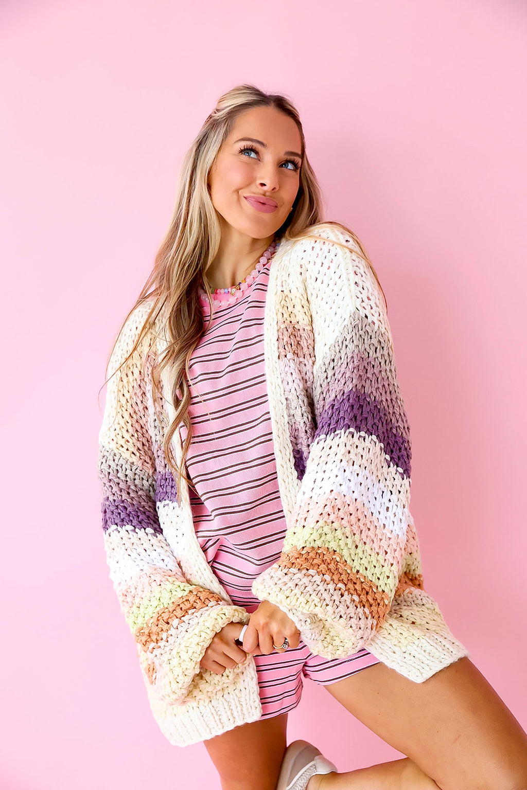 Fall In Full Color Cardigan – Ecru