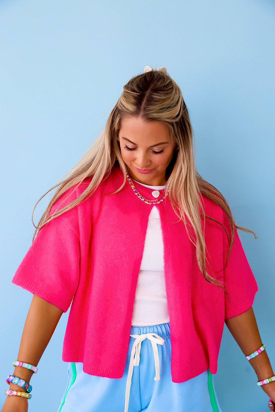 Favorite Layer Cardigan- Bright Pink