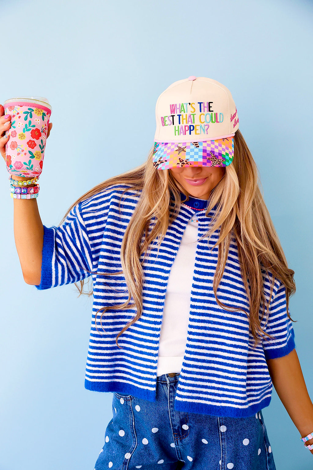 Favorite Layer Cardigan- Royal Blue/White