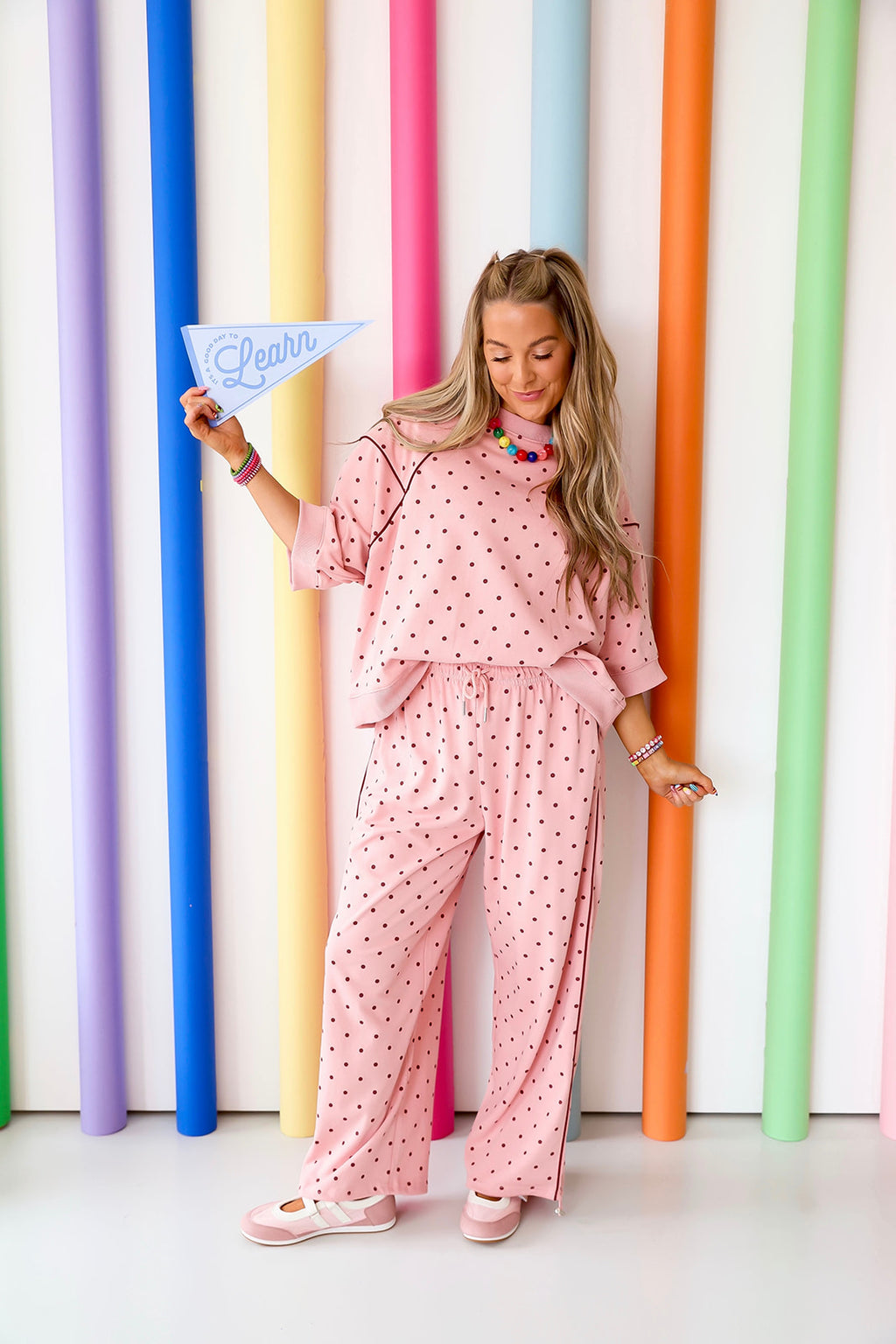 First On The List Pant Set – Pink/Burgundy