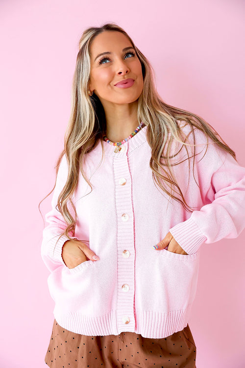 Fresh Start Cardigan- Ballet Pink