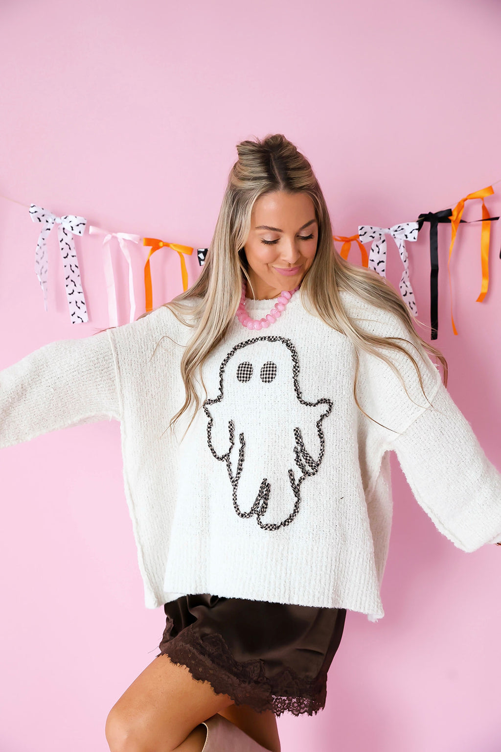 Ghostly Gingham Sweater