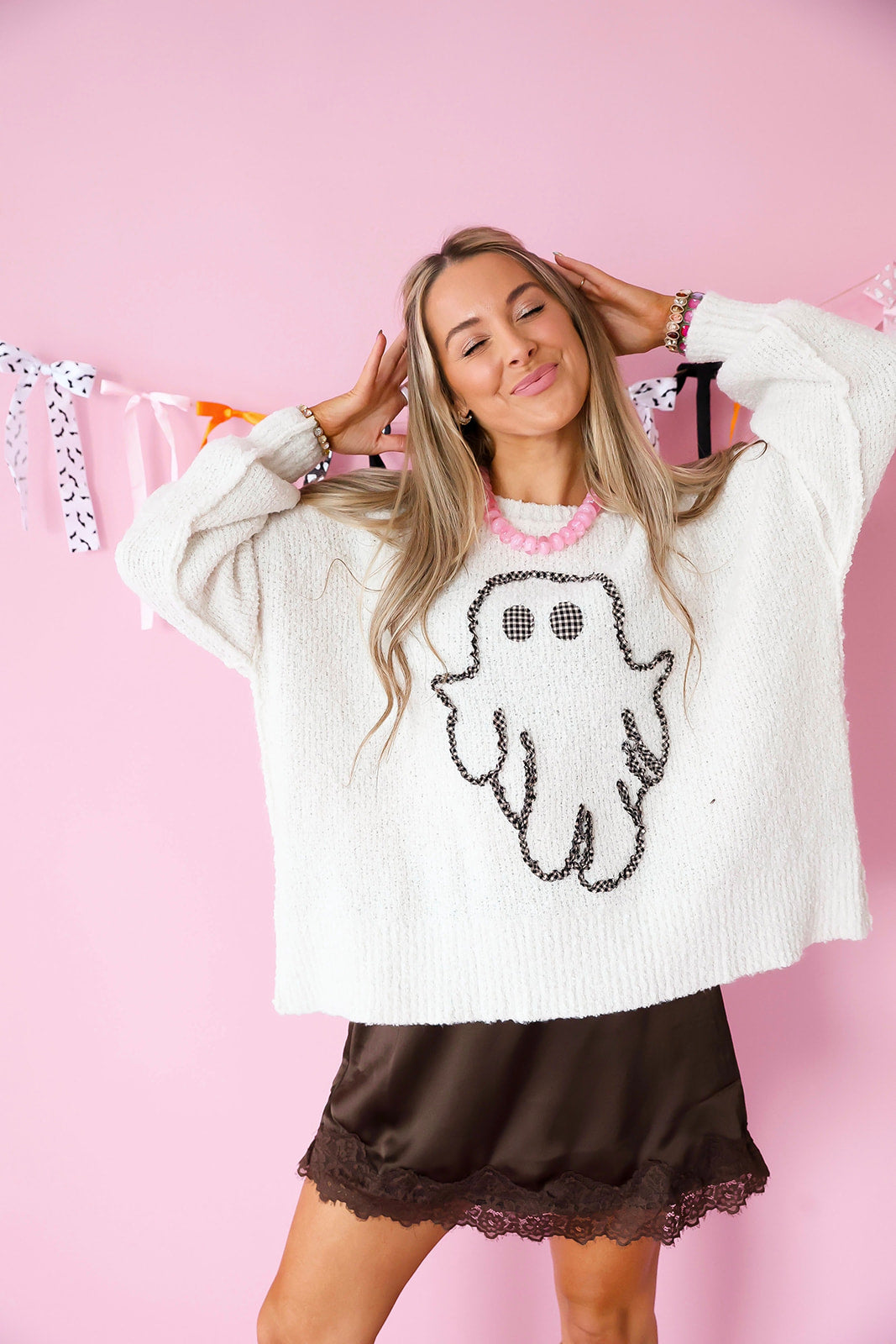 Ghostly Gingham Sweater