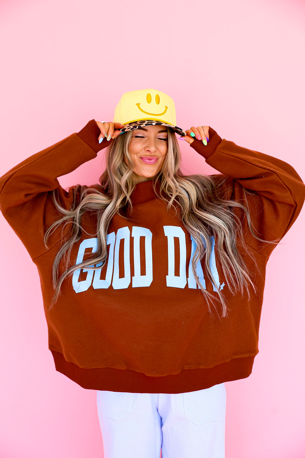 Good Day/Brown & Blue Polka Dot Reversible Mockneck Restock