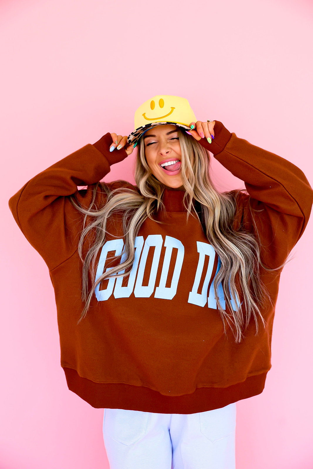 Good Day/Brown & Blue Polka Dot Reversible Mockneck Restock