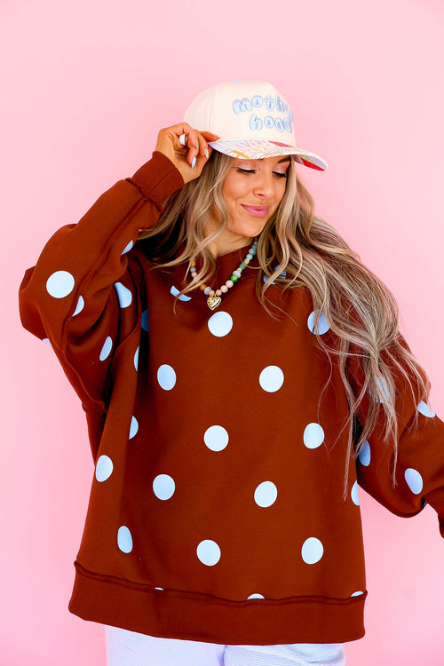 Good Day Polka Dot Reversible Mockneck – Brown/Blue