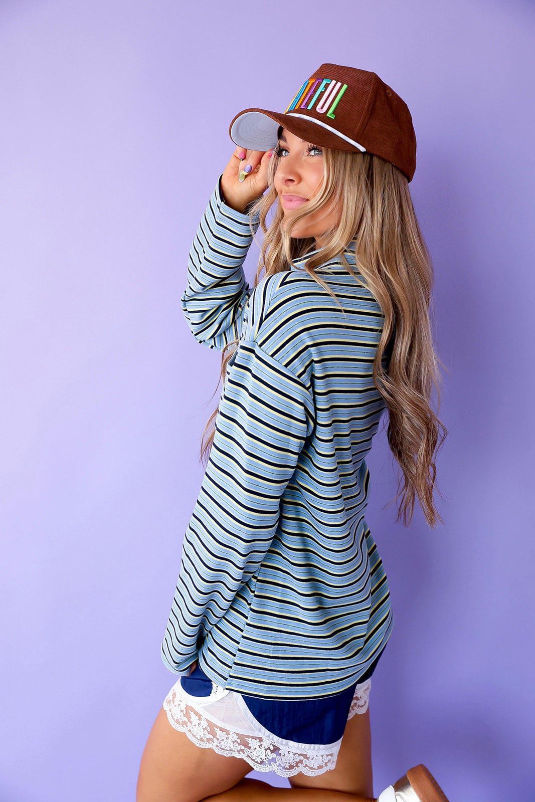 Good Mood Stripe Mockneck Top