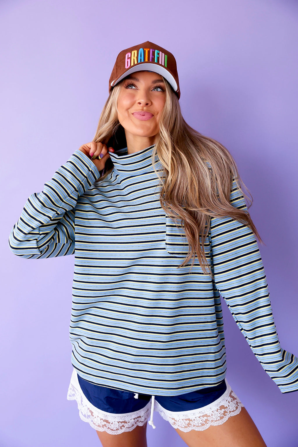 Good Mood Stripe Mockneck Top