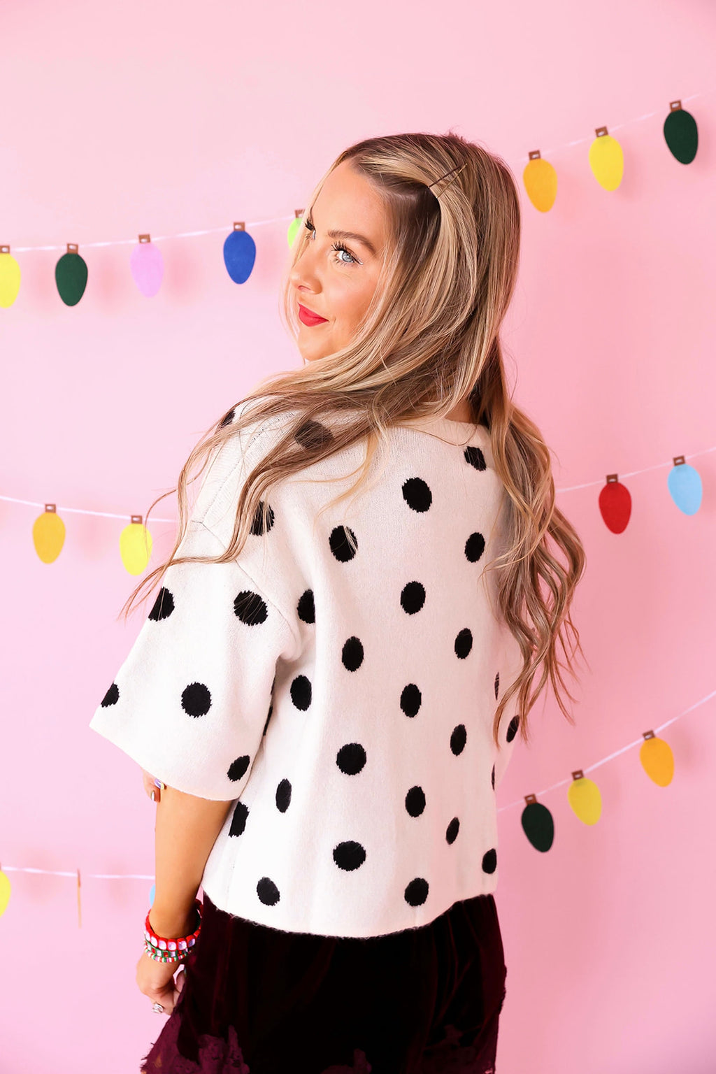 Happy Go Dotty Short Sleeve Cardigan-Black