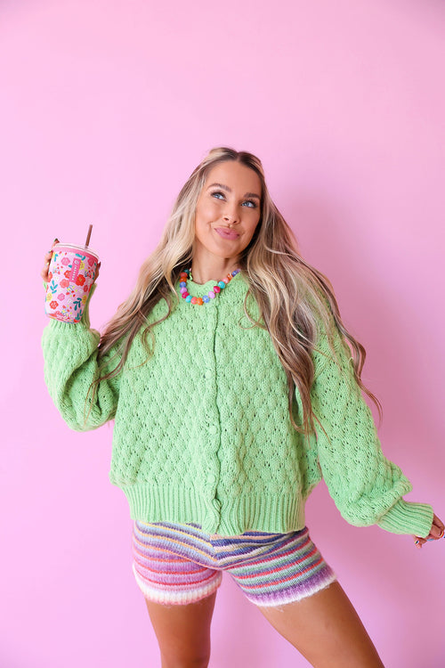 Happy To Be Here Cardigan – Lime