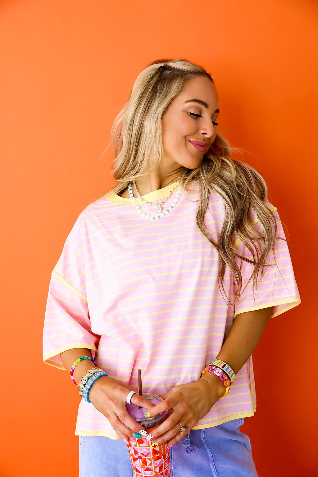 Homeroom Hangout Tee- Pink/Yellow