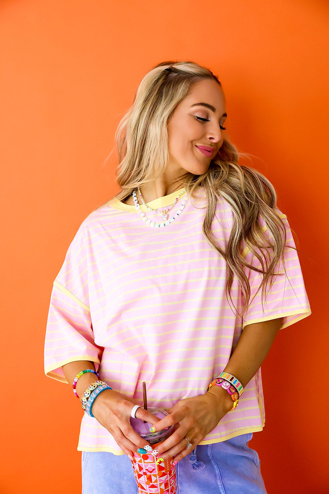 Homeroom Hangout Tee- Pink/Yellow