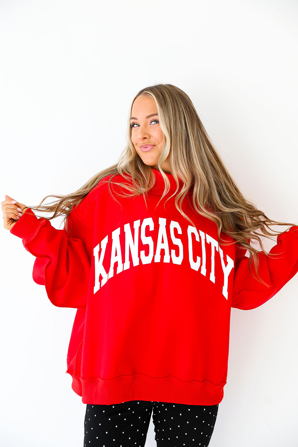 Kansas City Reversible Mock Neck Sweatshirt-RED