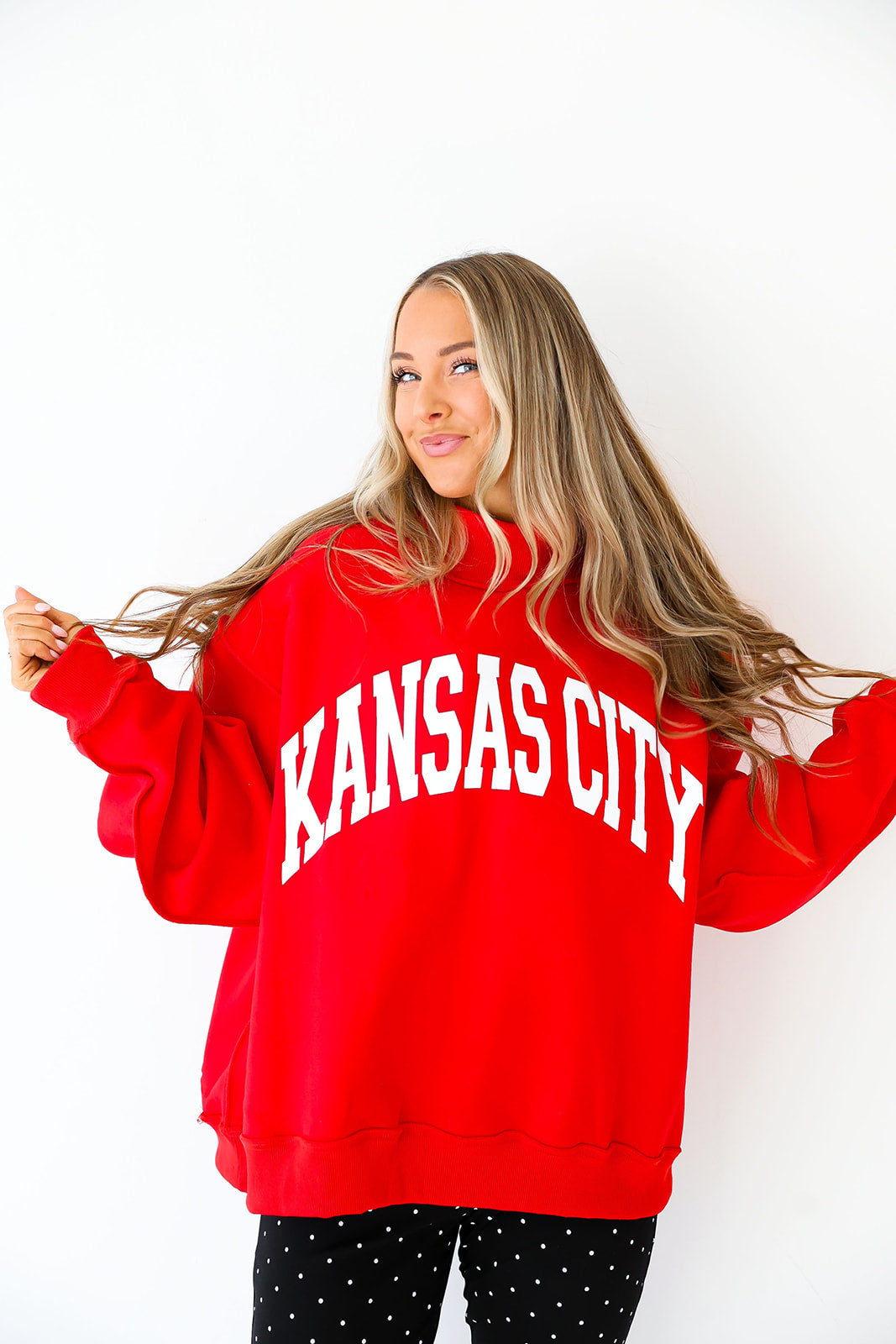 Kansas City Reversible Mock Neck Sweatshirt-RED