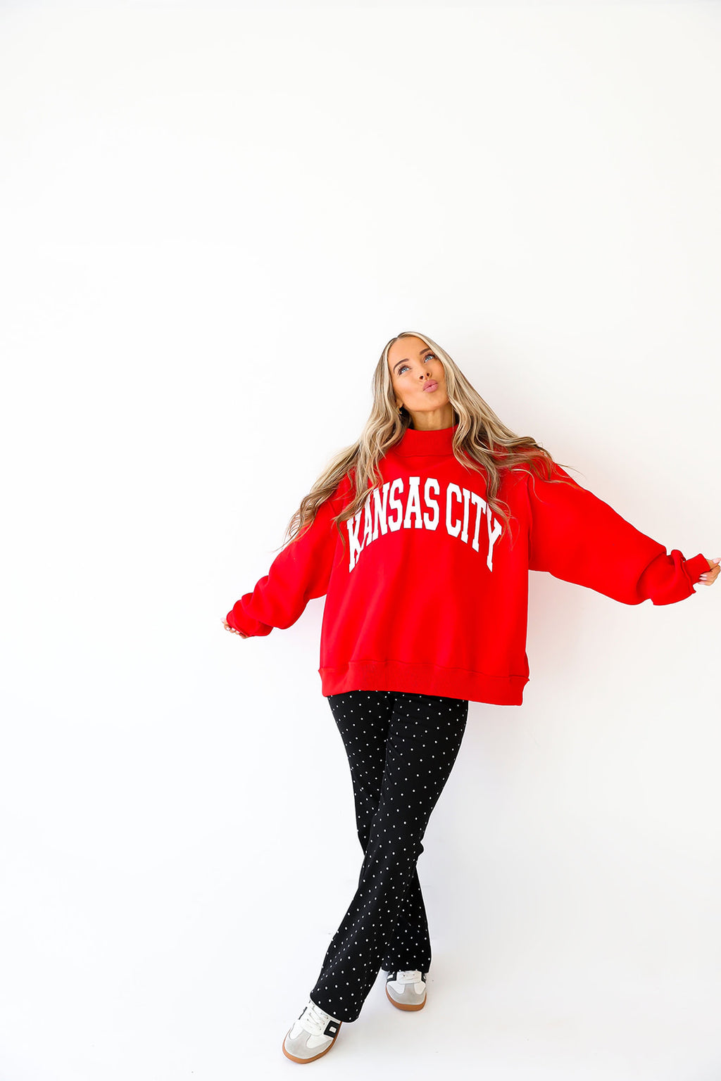 Kansas City Reversible Mock Neck Sweatshirt-RED