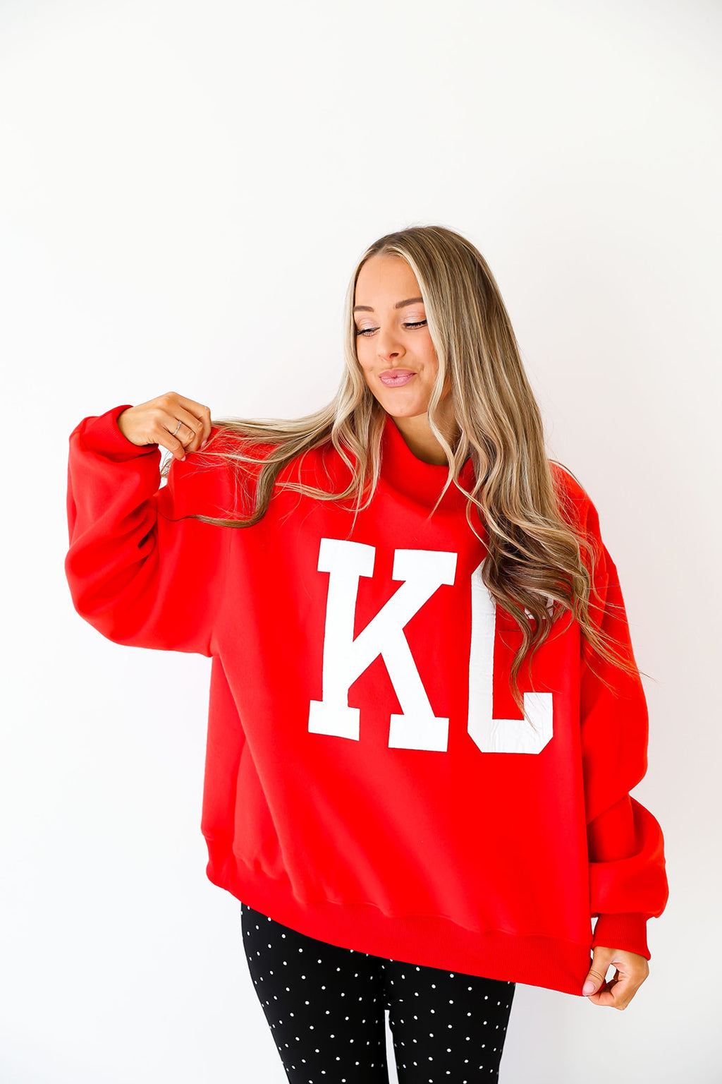 Kansas City Reversible Mock Neck Sweatshirt-RED