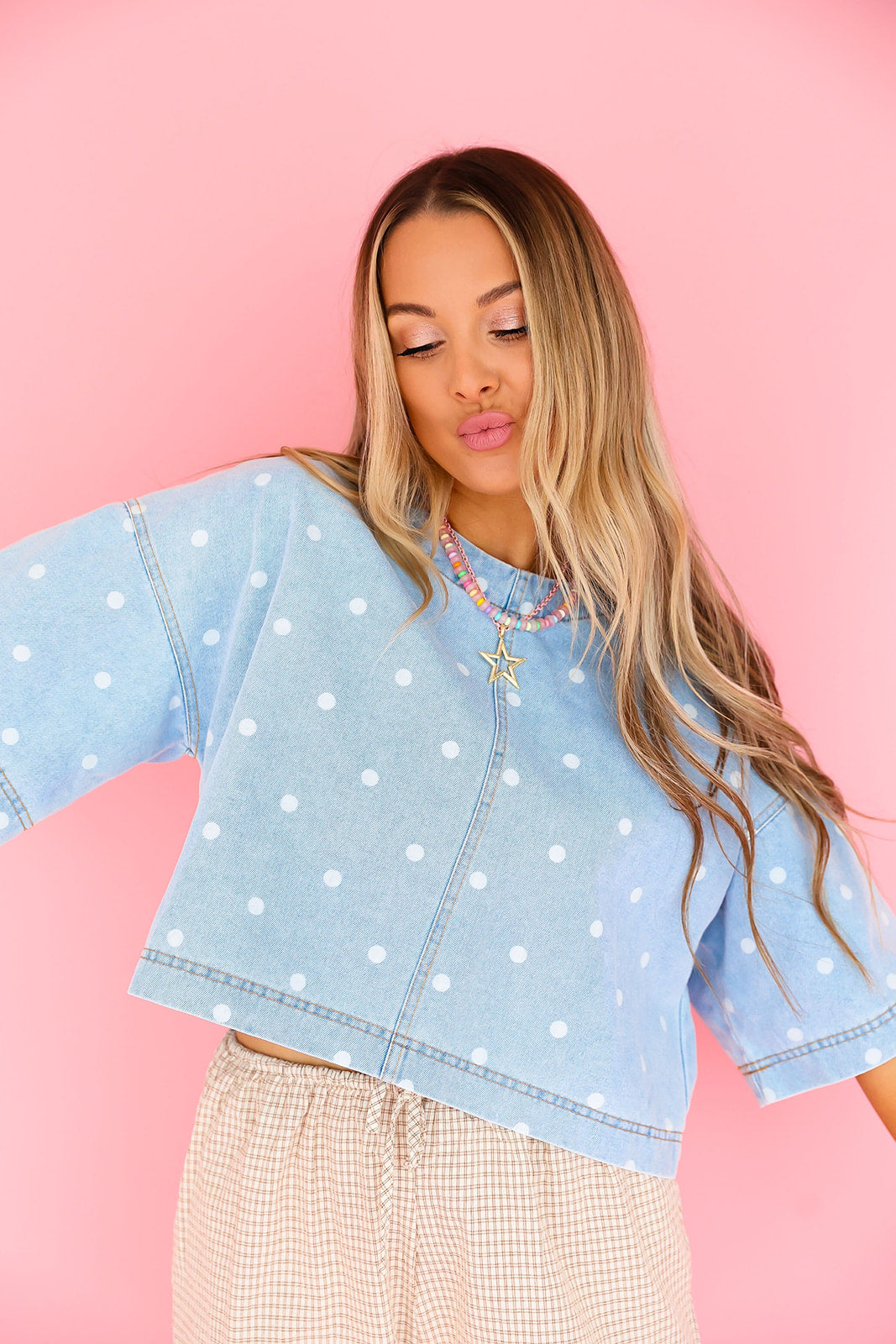 Polka Party Denim Top