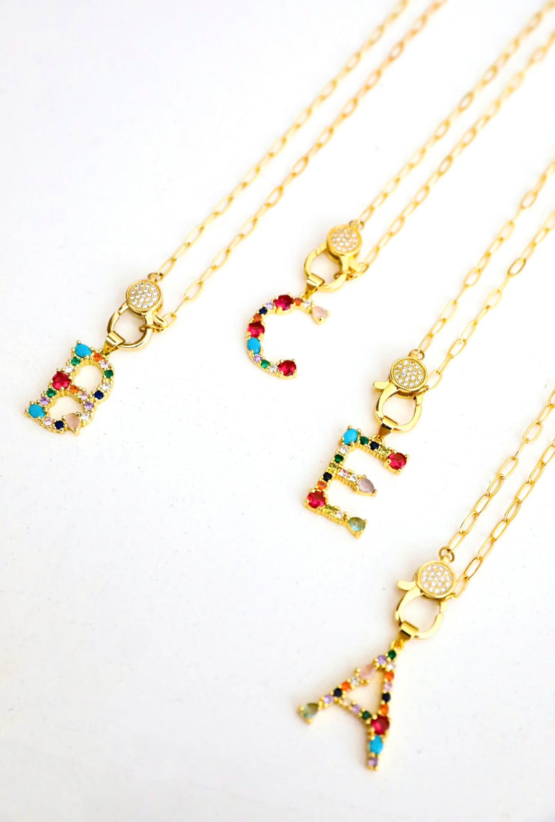 Multi Color Initial Necklace-Dainty Chain (PREORDER)