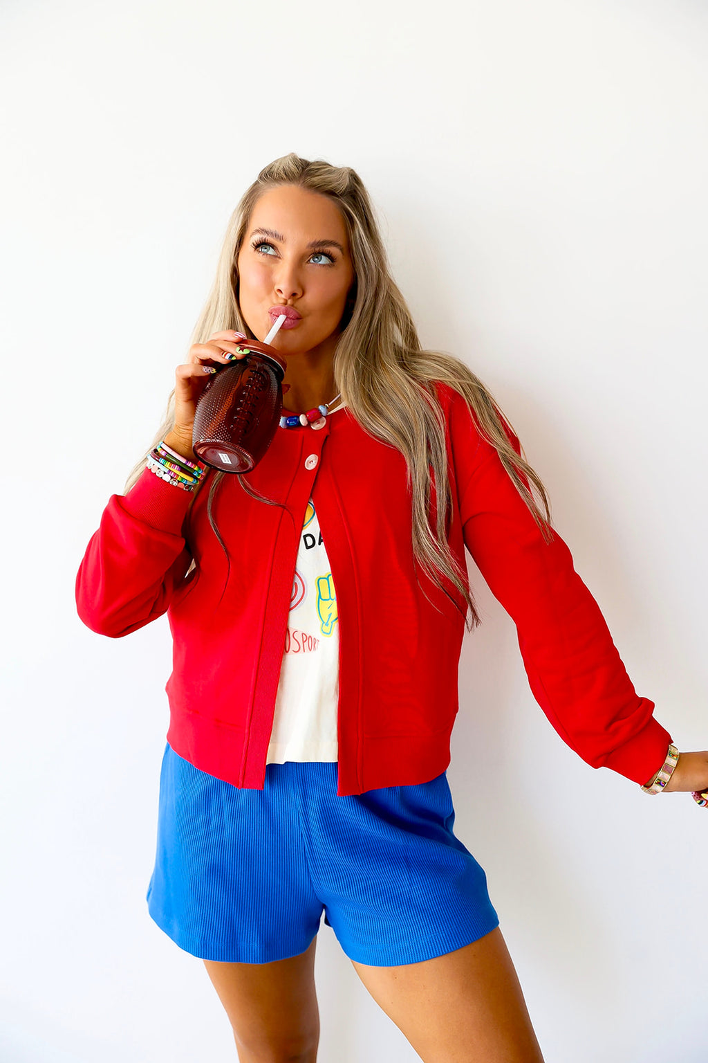 Team Player Button Up - Red