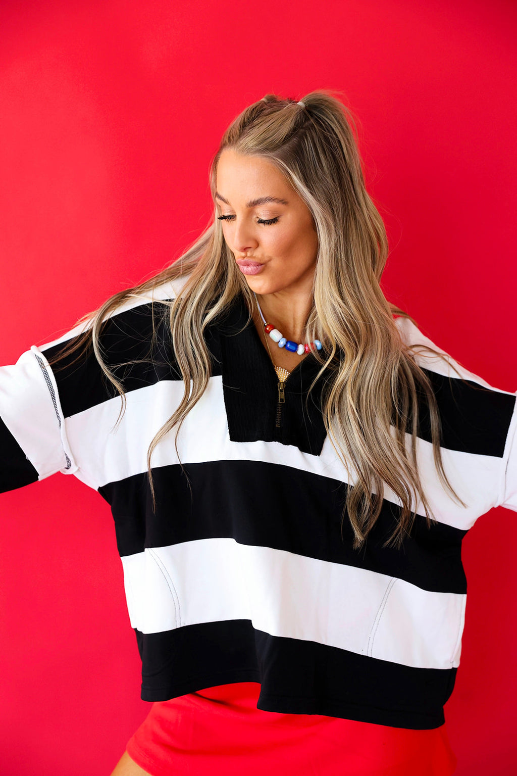 Varsity Stripe Pullover - Black/White