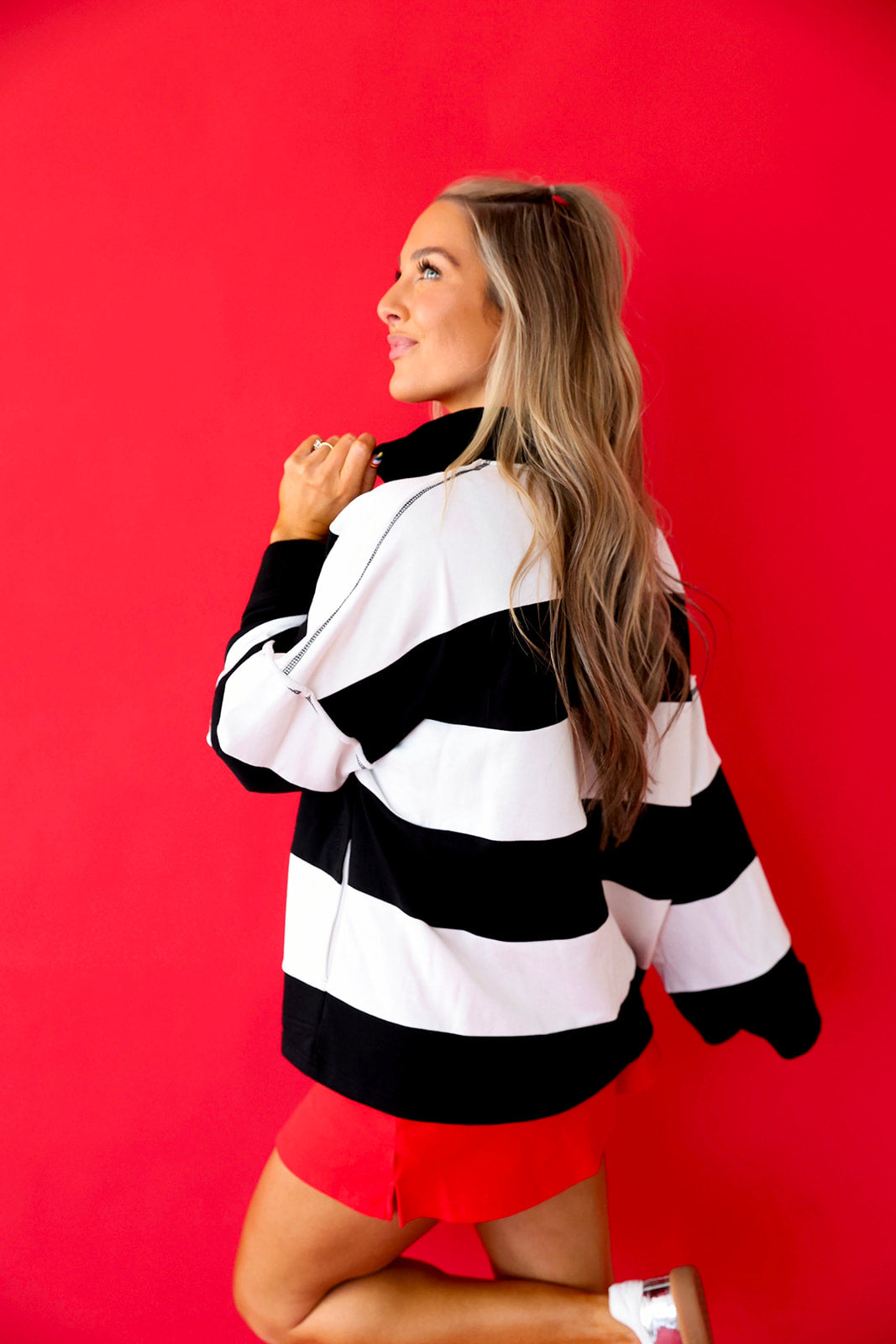 Varsity Stripe Pullover - Black/White