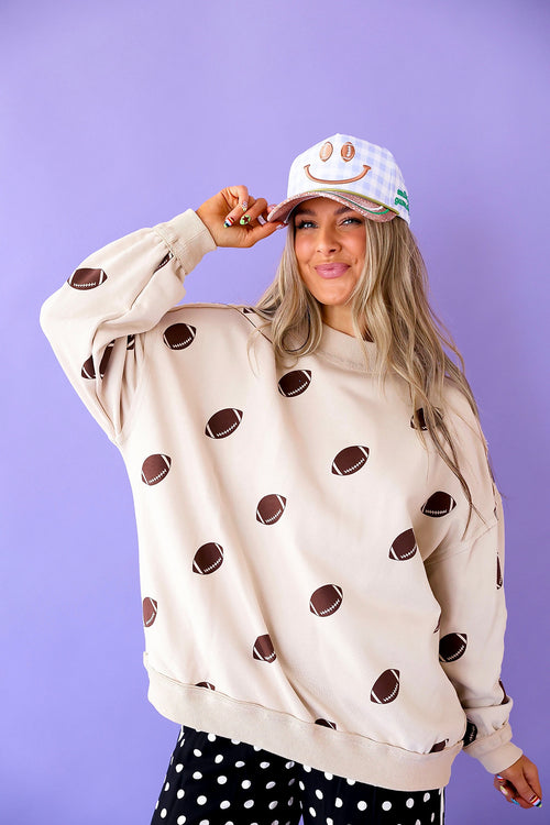 Two Sides To Game Day Sweatshirt - Beige