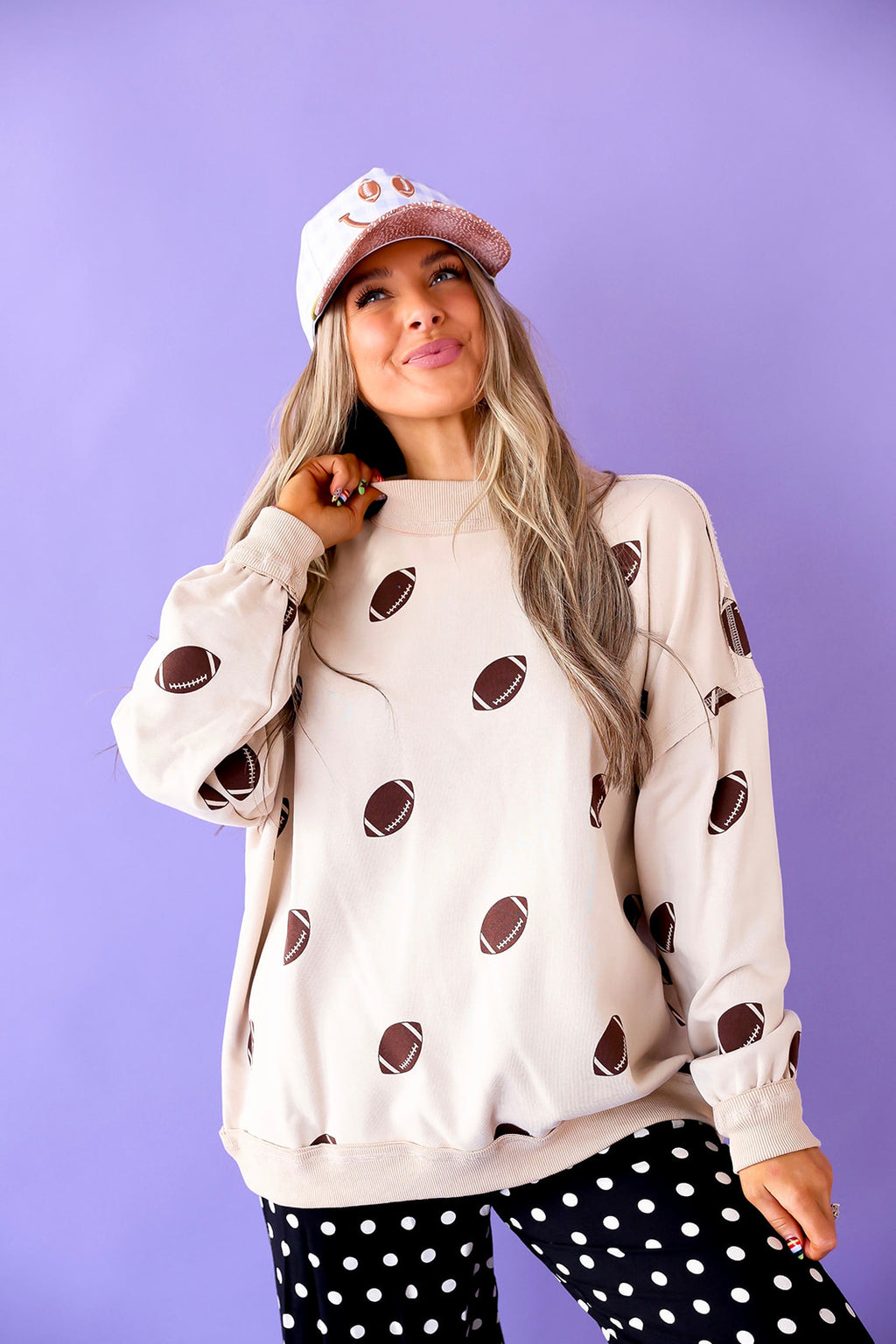 Two Sides To Game Day Sweatshirt - Beige