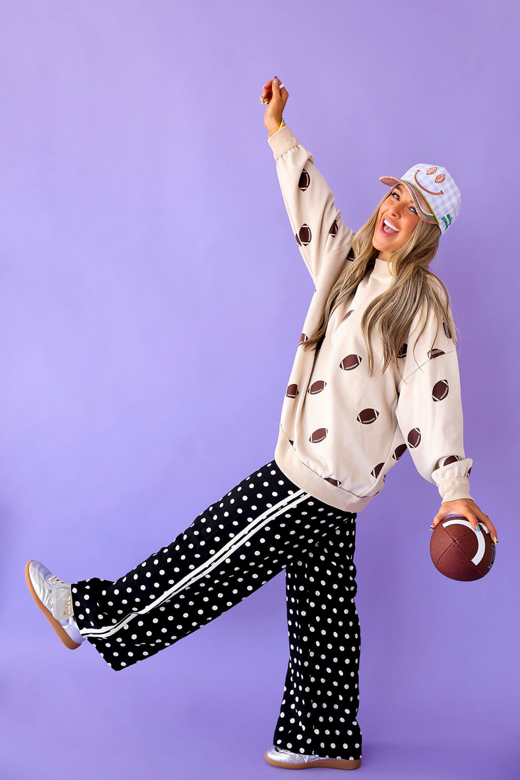Two Sides To Game Day Sweatshirt - Beige