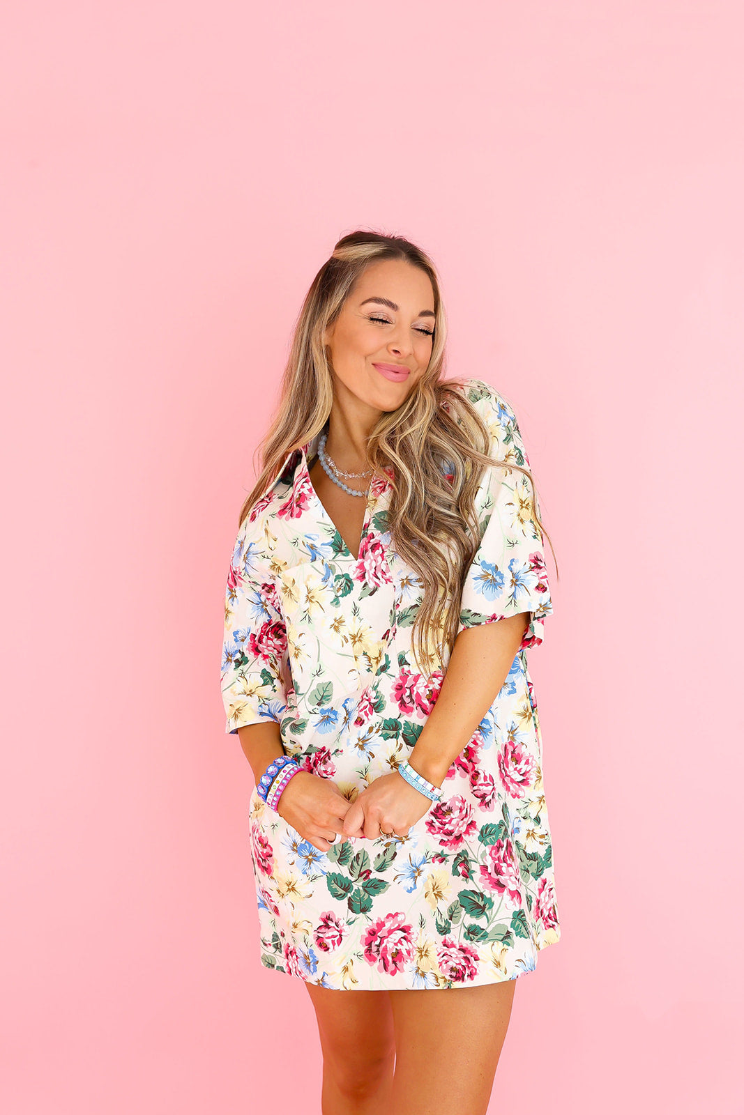 In Full Bloom Denim Dress