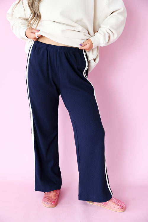 In The Lineup Stripe Pants – Navy