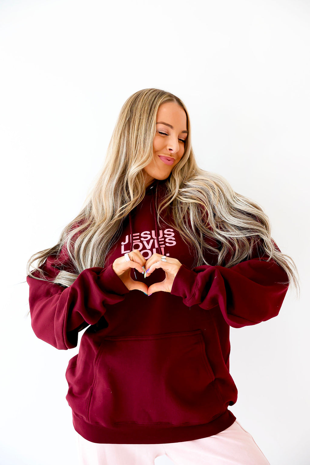 Jesus Loves You Hoodie- Crimson