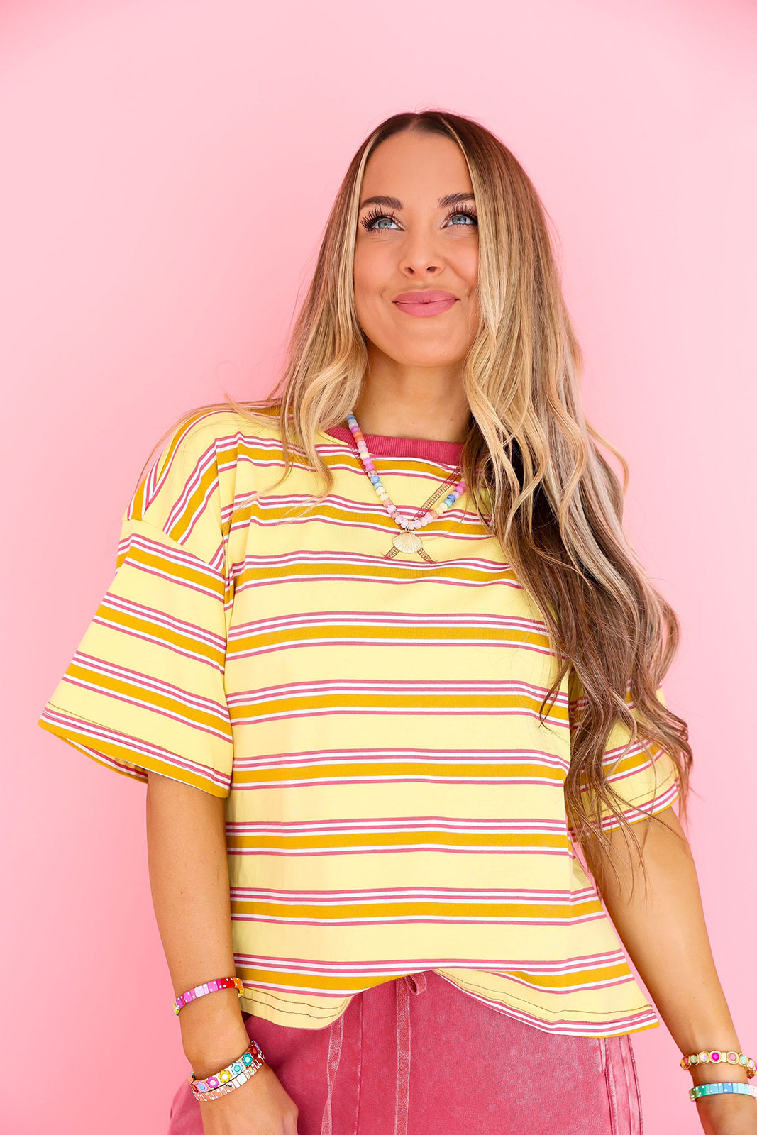Just for Fun Stripe Top- Yellow Multi