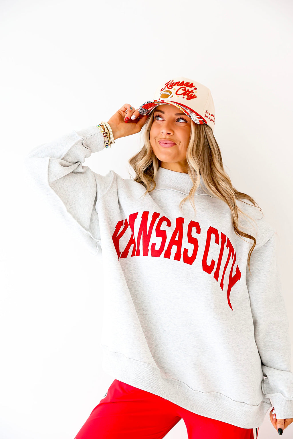 Kansas City Reversible Mock Neck Sweatshirt-Heather Grey *restock*