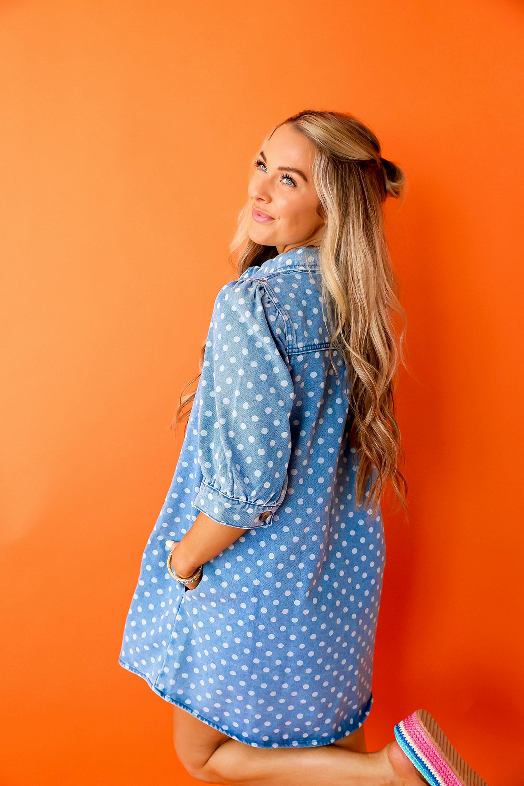 Lesson In Dots Denim Dress
