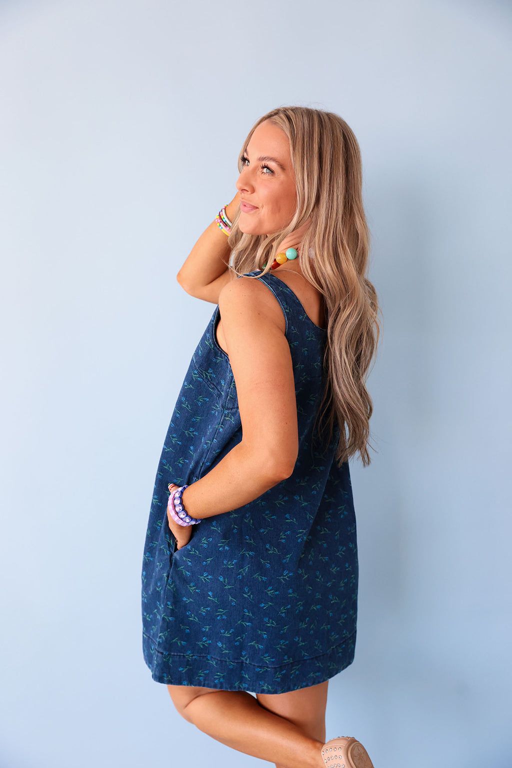 Little Things Floral Denim Dress