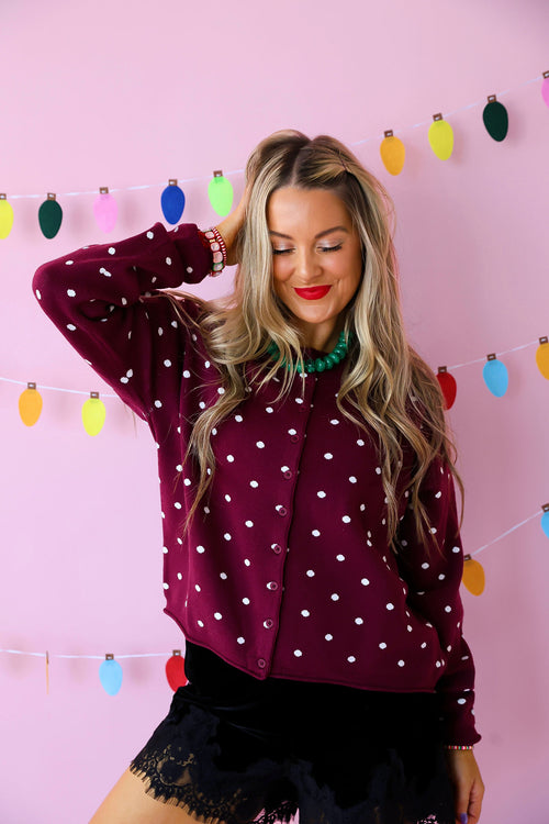 Little Things In Life Cardigan-Burgundy