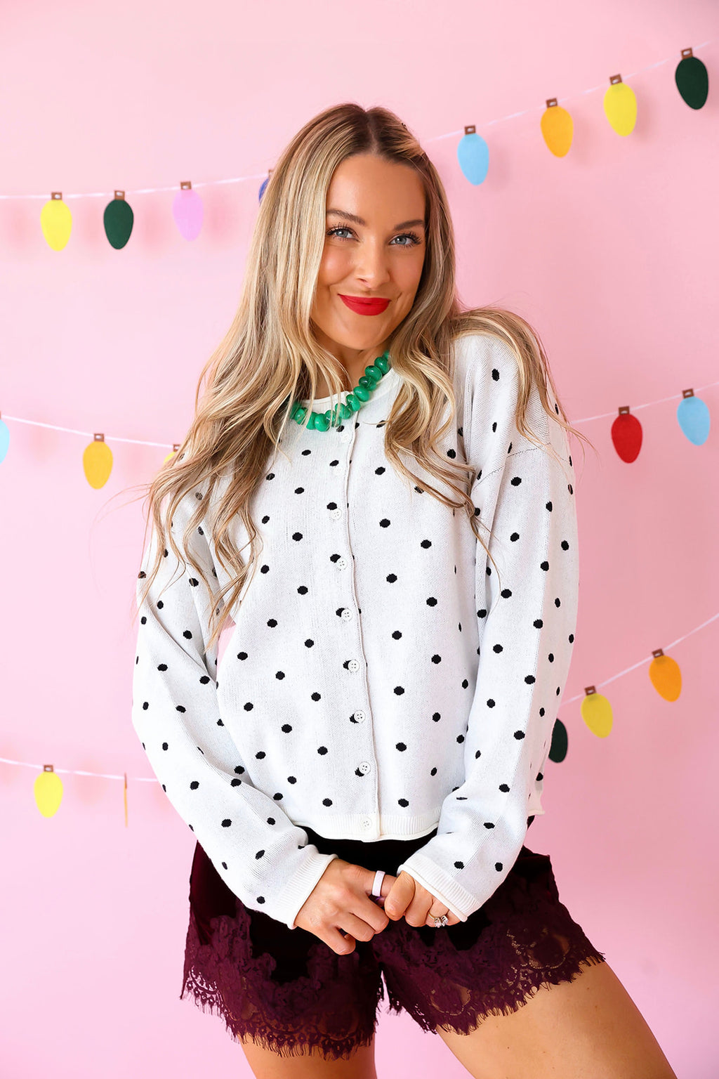 Little Things In Life Cardigan-Ivory/black