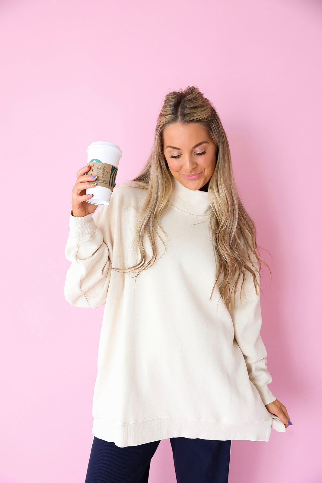 Living In It Mockneck- Ivory