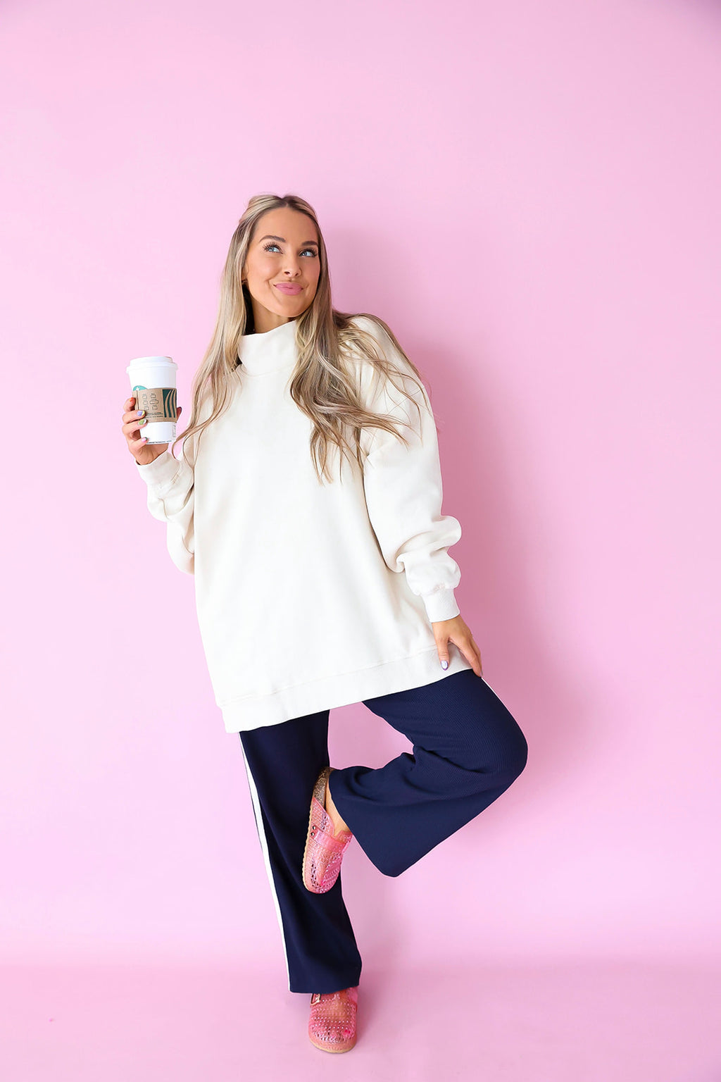 Living In It Mockneck- Ivory