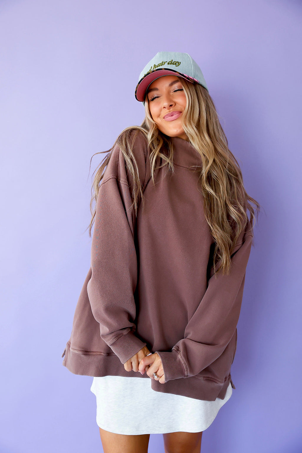 Living in It Mockneck- Brown
