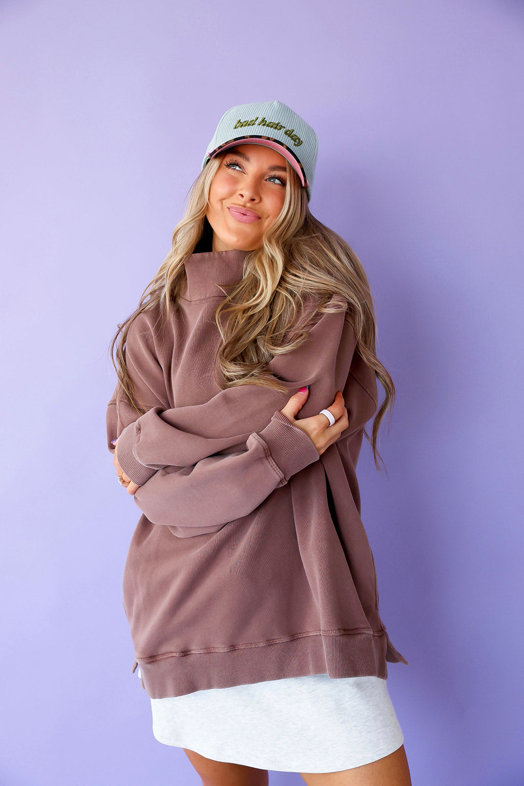 Living in It Mockneck- Brown
