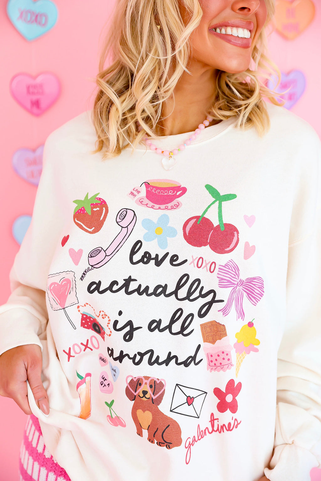 Love Actually Is All Around Sweatshirt- Cream